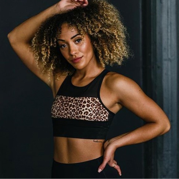 Zyia all star bra - black with leopard print worn once - Picture 1 of 6